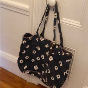Ikat style distressed tote